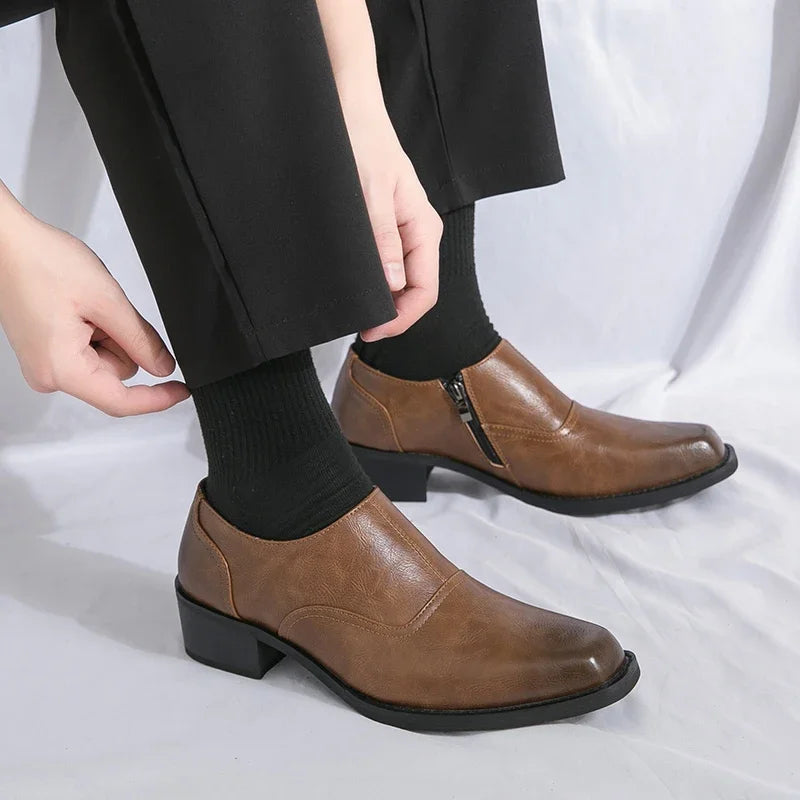 Low Heel Dress Shoes Men Fashionable Chelsea Shoes for Men Black Brown Male Business Formal Oxfords Large Size 38-46 Loafers