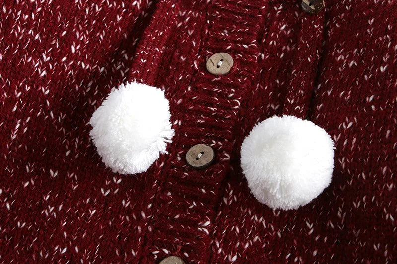 New Year Fashion Knitwear Children's Sweater Boys Loose Cardigans Coat Autumn Winter Girls Knitted Retro Outwear For Kids 0-5Y Unisex