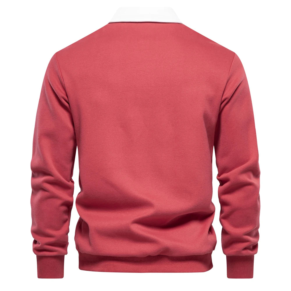 Autumn Fashion Design Polo Neck Sweatshirts For Men Casual and Social Wear Quality Cotton Sweatshirts