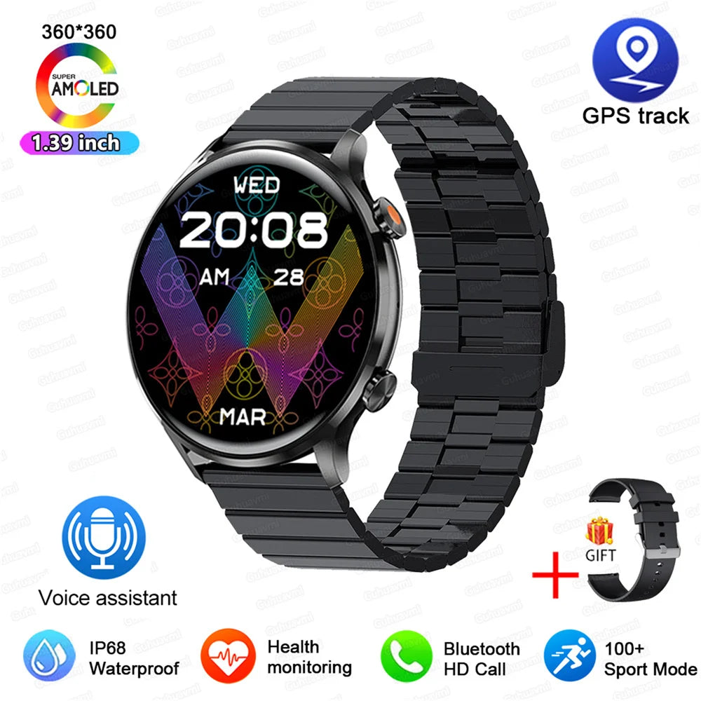 2025 New Smartwatch Women AMOLED HD Screen Always On Display Bluetooth Call IP68 Waterproof GPS Smart Men Watch - Compatible with Android IOS