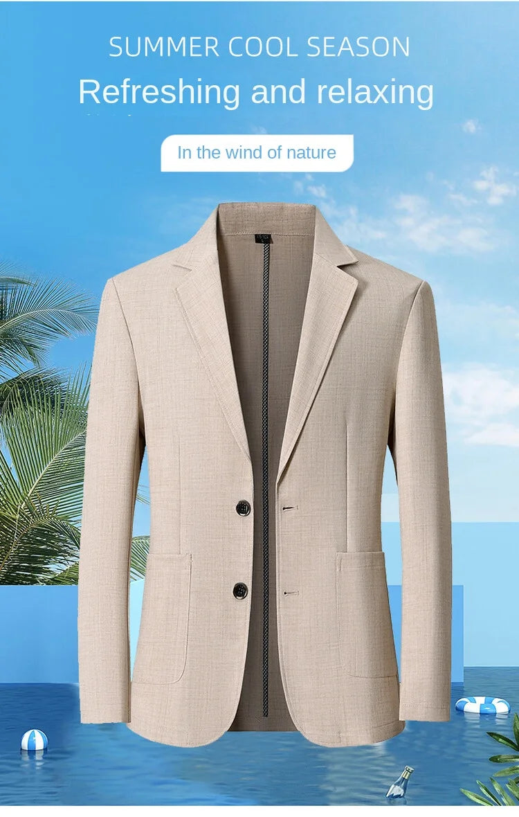 Men's Sun-Proof Coat, Light and Breathable Summer Long-Sleeve Jacket, Male Daily Business Casual Suit Size S-4XL