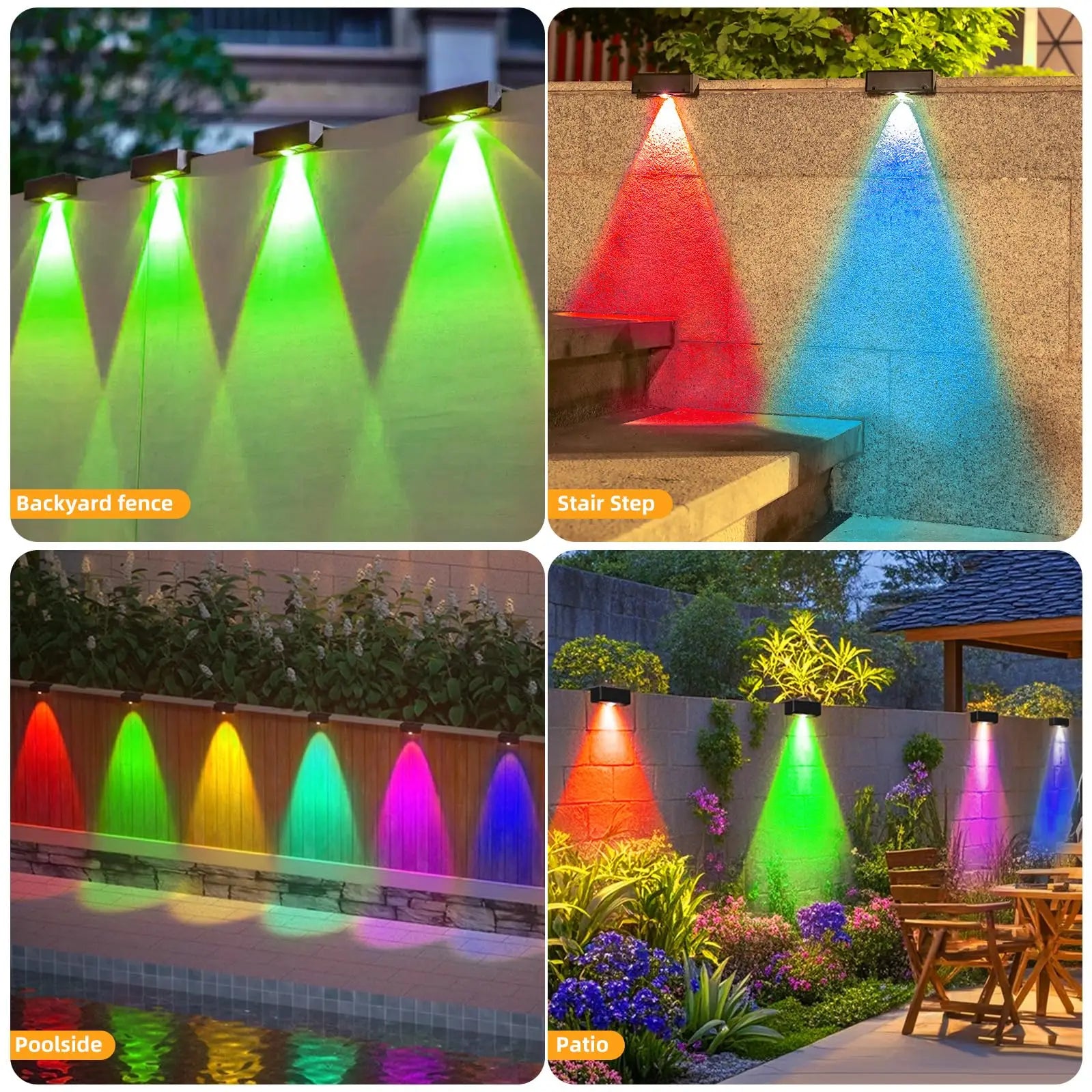 Solar Fence Light Outdoor RGB/Fixed Color Deck Light IP65 Waterproof Solar Outdoor Light for Garden Yard Railing Wall Step Patio