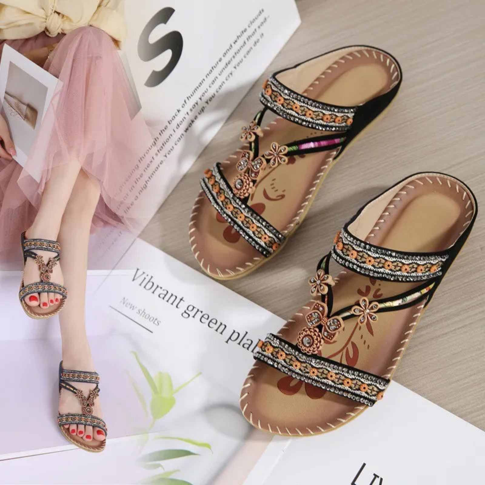Women’s Summer Platform Sandals – Retro Slip-On Fashion Shoes for Ladies, Comfortable Outdoor Sandalias Mujer