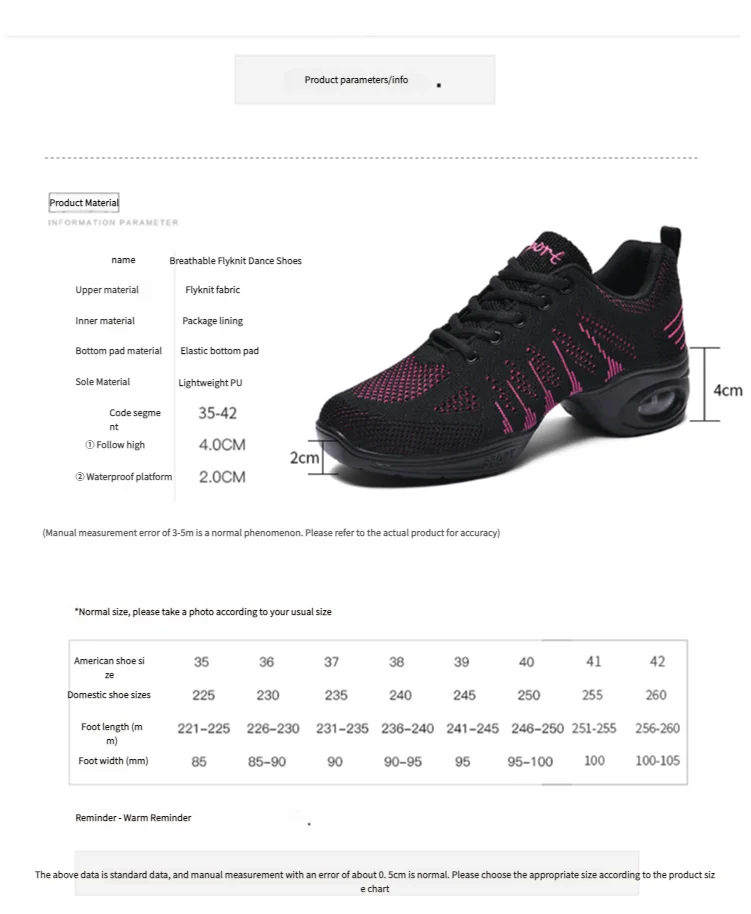 Women's Jazz Ballroom Comfortable  Dance Shoes PU Soft Outsole Breathable Modern Tango Dance Sneakers Lightweight Stylish