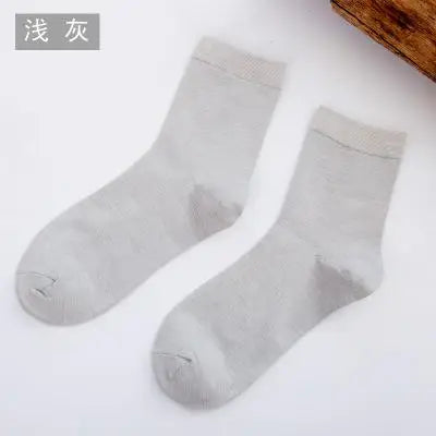 10 Pairs Women's Solid Colour Bamboo Fibre Socks Korean Casual Fashion Breathable Harajuku Female Socks