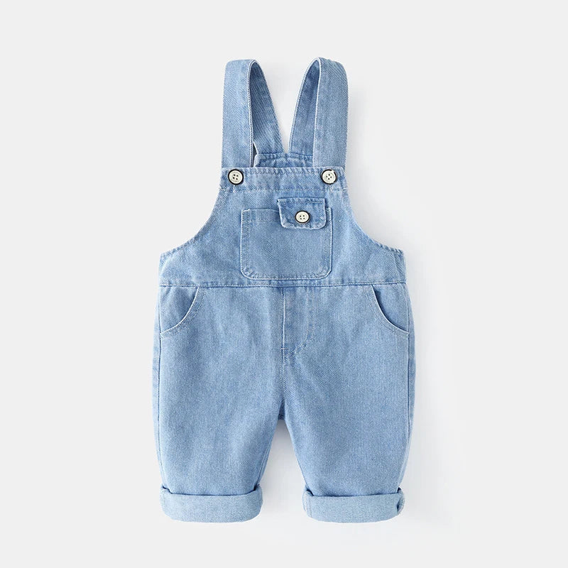 New Summer Kids Denim Overalls Girls Boys Cute Casual Loose Fit Jeans Children Outwear Pants 1-4T Unisex