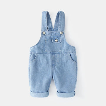 New Summer Kids Denim Overalls Girls Boys Cute Casual Loose Fit Jeans Children Outwear Pants 1-4T Unisex