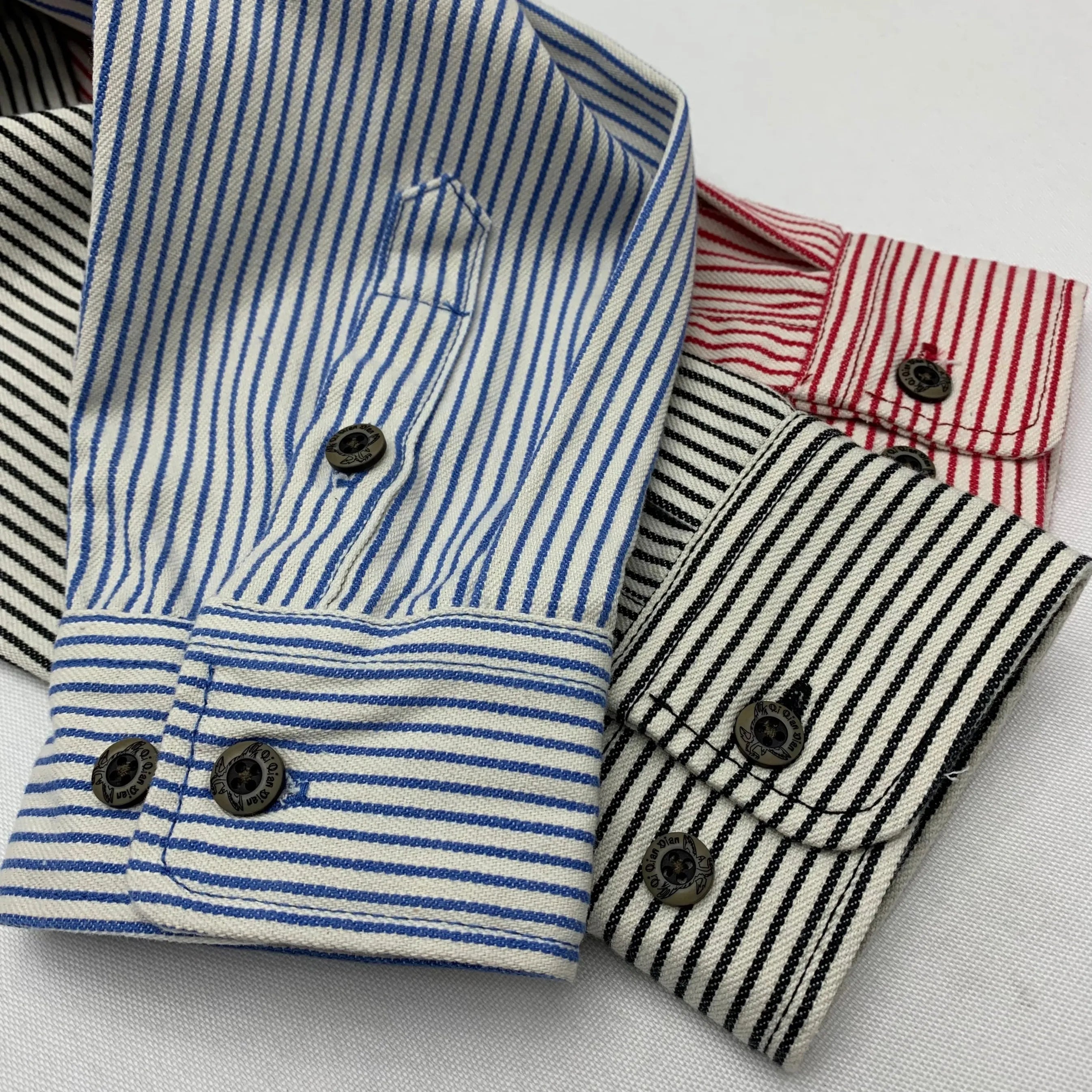 2025 Lente Nieuwe Japanse Retro Lange Mouw Revers Gestreepte Cargo Shirt Heren Amekaji 100% Katoen Gewassen Losse Dubbele Zakken Tops