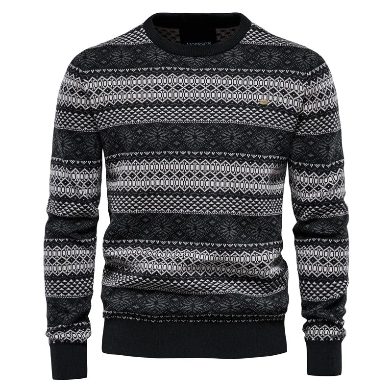 Men's Spliced Cotton Sweater Casual O-neck High Quality Pullover Knitted Sweaters Male New Winter Brand