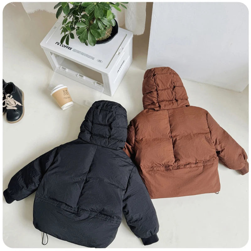 Children's Down Jacket Winter New Kid's Clothing Korean Version Boys Loose Solid Colour Thick Coat Girls Warm Outwear 2-7Y Unisex