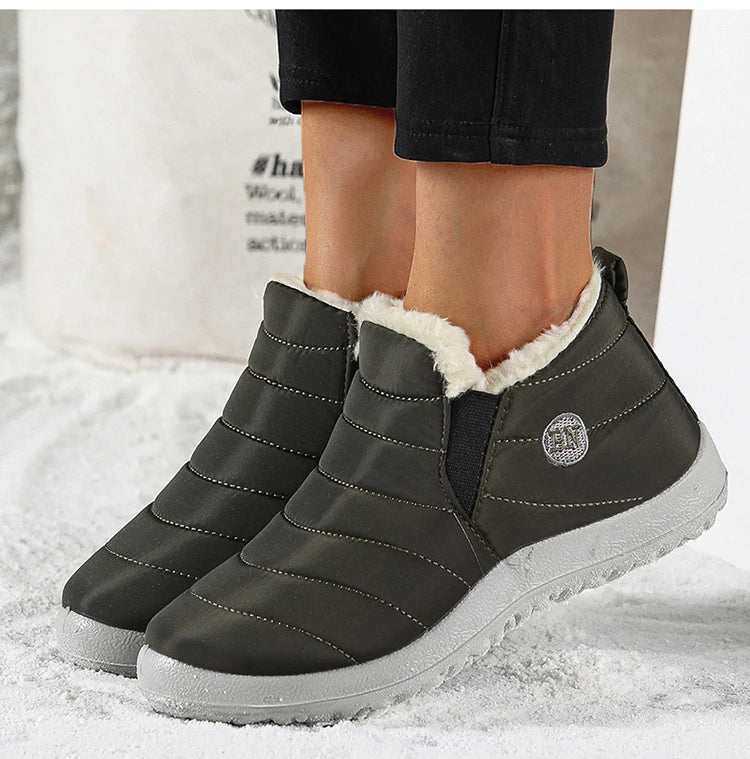 Men's Warm Fur Flat Shoes Waterproof Winter Slip-On Sneakers For Men