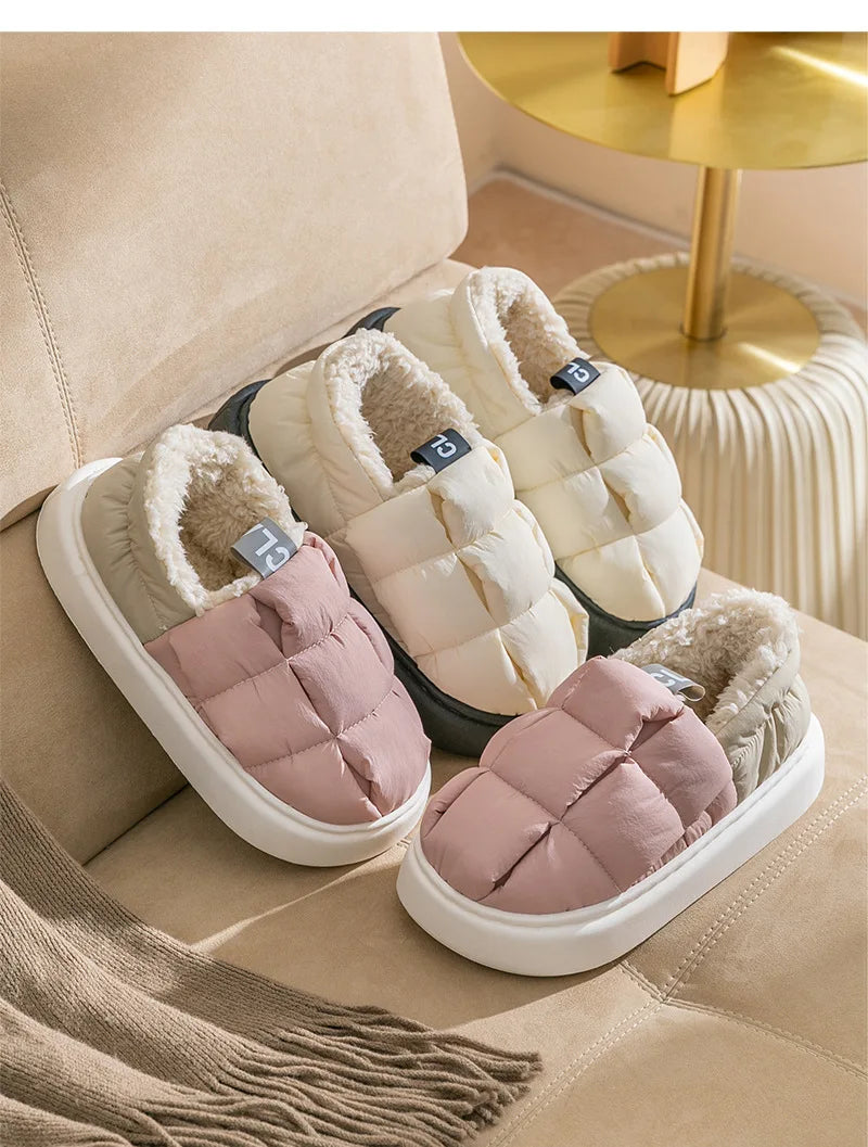 Women's Winter Warm Flat Slippers With Soft Fluffy Cosy Cotton Thick Bottom and Non-Slip Sole Suitable For Home and Outdoor Use Ladies Shoes