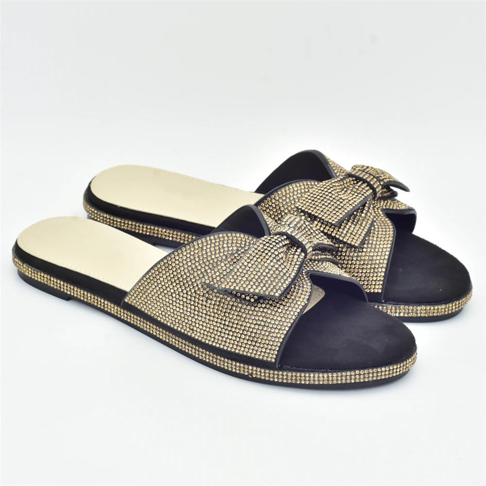 2025 Bling Crystal Bowknot Pumps Women Wedding Shoes Bride Elegant Low Heels Nigerian Women Pumps Shoe for Women Designer Luxury