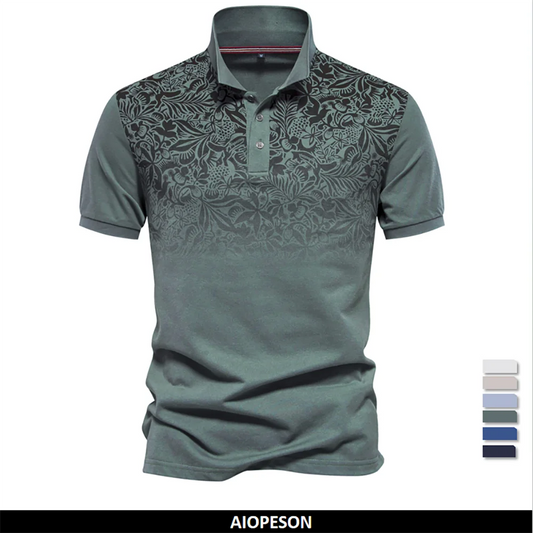 Men's Short Sleeve Polo Shirt, Gradient Printed, Cotton Blend, Summer Fashion, New Design