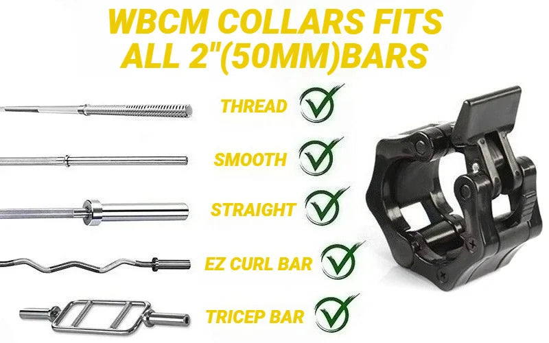 1Pair 50MM Spinlock & Collar Lock Clips For Weightlifting Bar - Quick Release Dumbbell Clamps