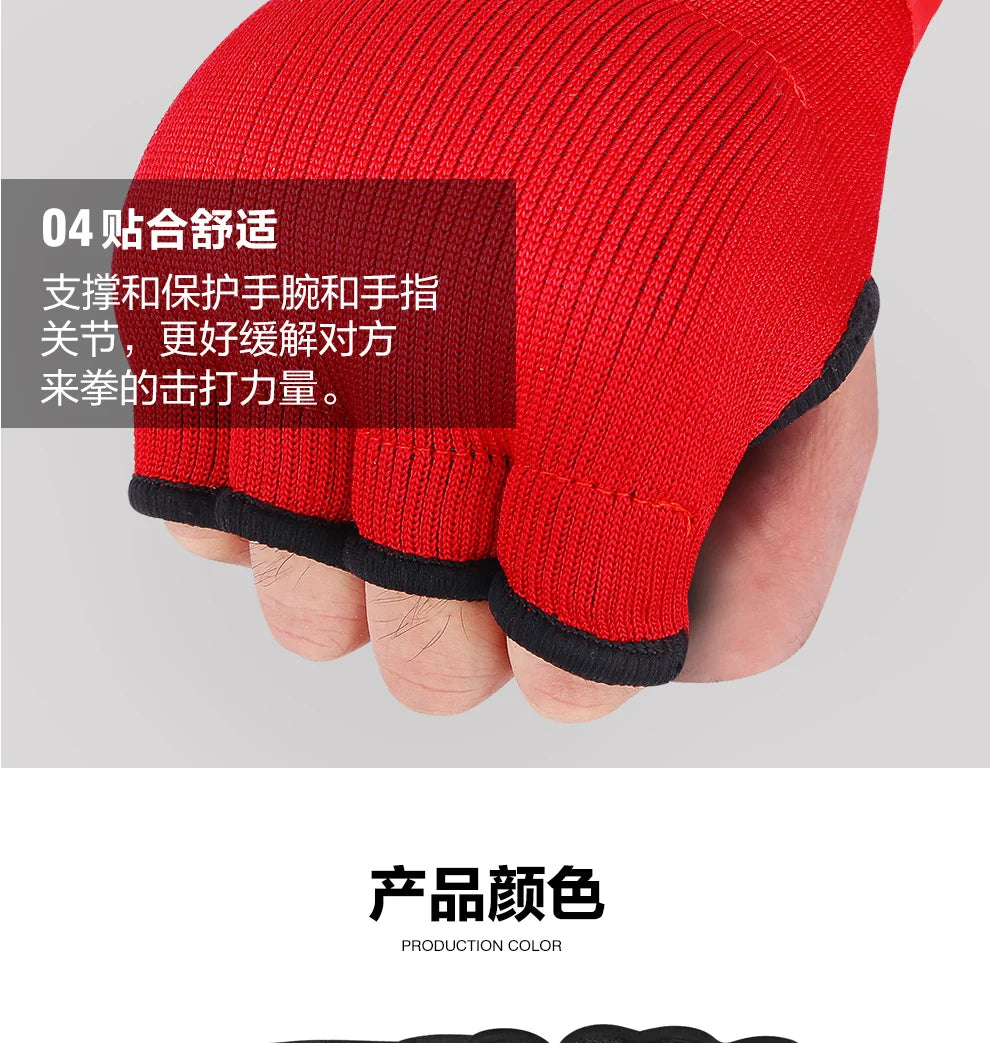 Gel Boxing Hand Wrap Gloves – Adjustable Half Finger MMA & Boxing Wrist Support Gloves with Long Strap Protective Training Gear