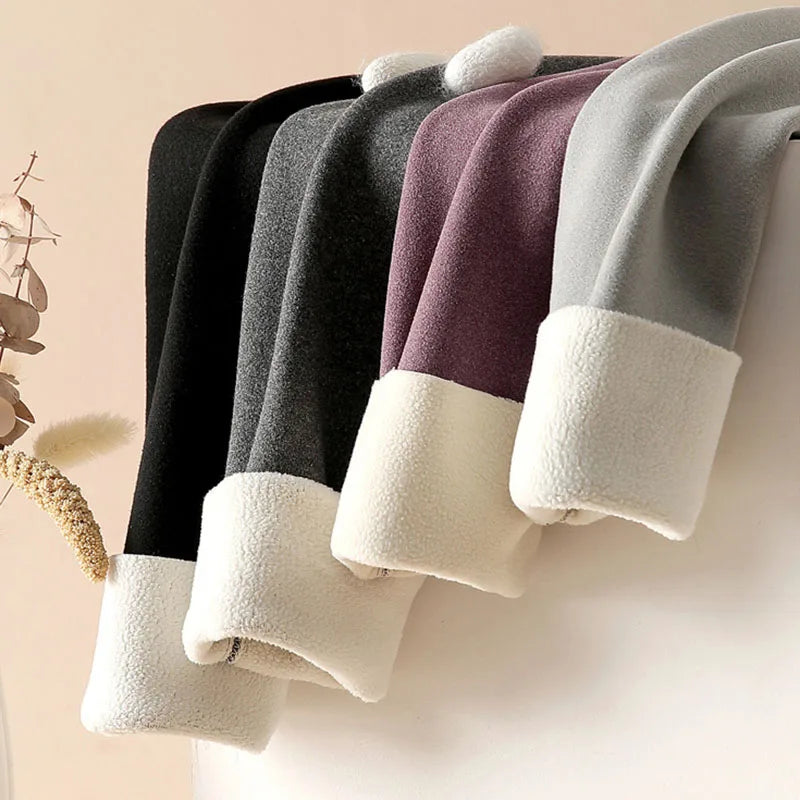 Women's Autumn & Winter New Velvet Padded Leggings Sexy Tights Warm Fleece Leggings Lady Solid High Waist Elastic Yoga Sweatpants