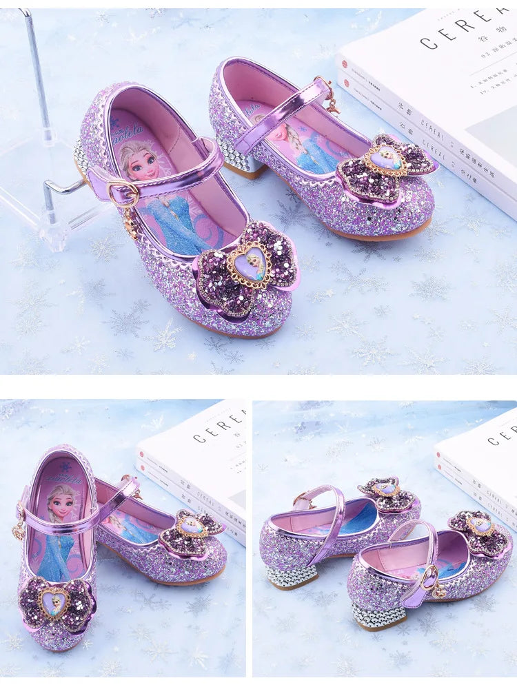 New Elsa Shoes For Girls Cartoon Leather Children Shoes Frozen Princess Kids Shoes Girl Sandals Dress Snow Queen Sandal Koreans