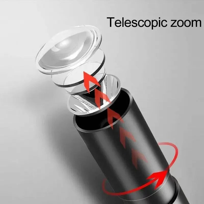 Mini Rechargable LED Flashlight Three Light Mode Waterproof Telescopic Powerful Flash Lights Outdoor Zoom Portable Torch