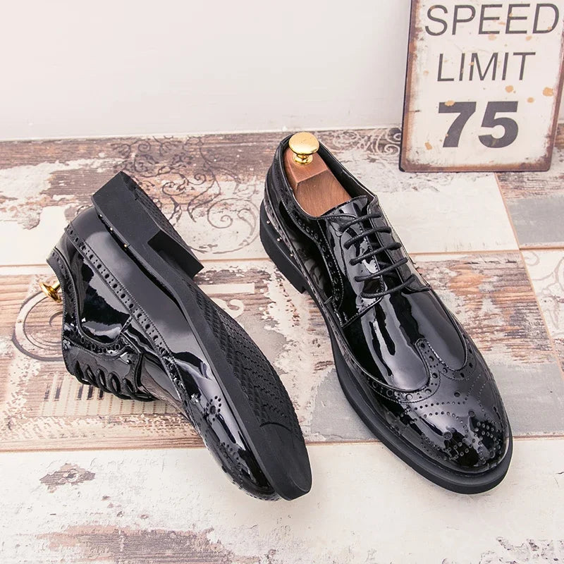 Fashionable Mens Gold Black Shoes New Cool Male Formal Evening Shoes Large Size 38-46 Wedding Dress Shoes for Men