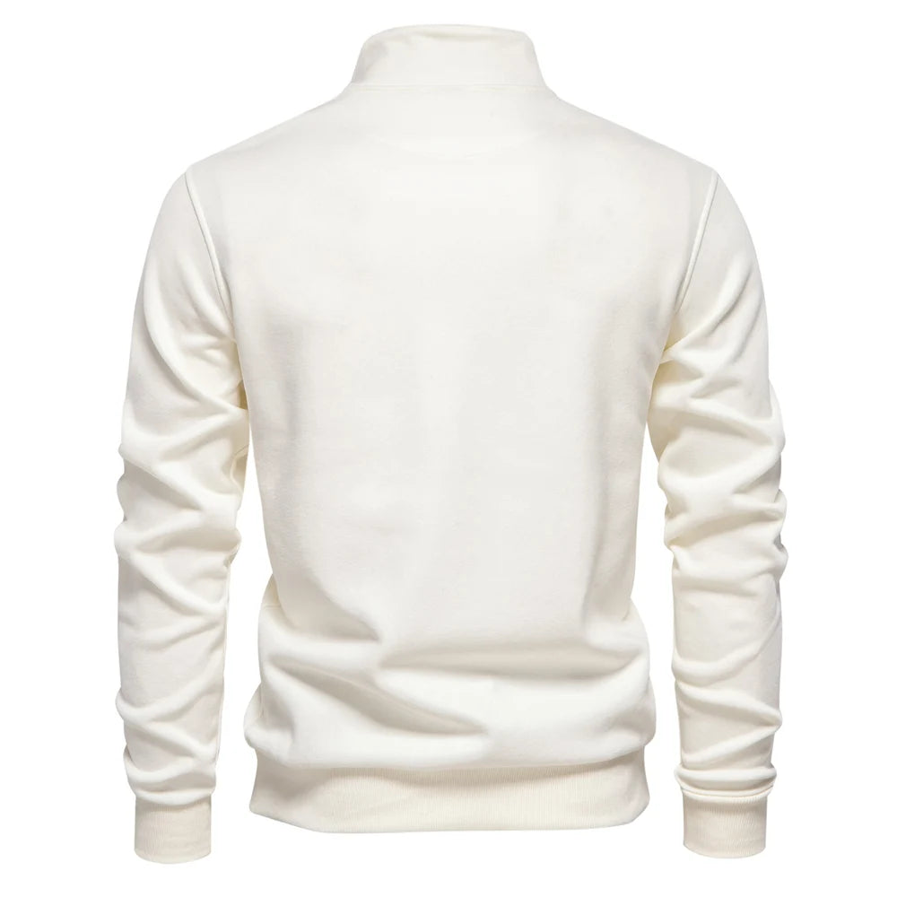 Men's Mock Neck Quarter-Zip Sweatshirts Causal Social Pocket Light-Weight Stand Collar Pullover Sweatshirt for Men