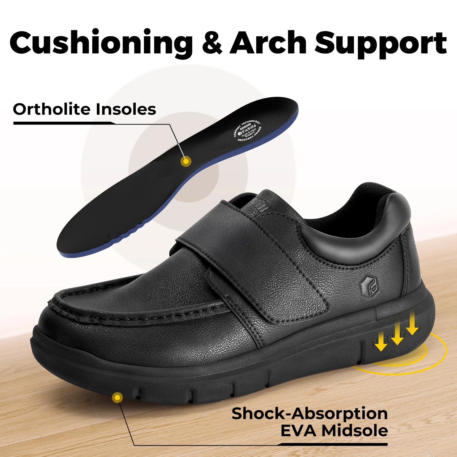 Wide Fit Men's Leather Shoes Diabetic Walking Shoes Oxford Shoes Formal Business Shoe Comfortable All Day Wear