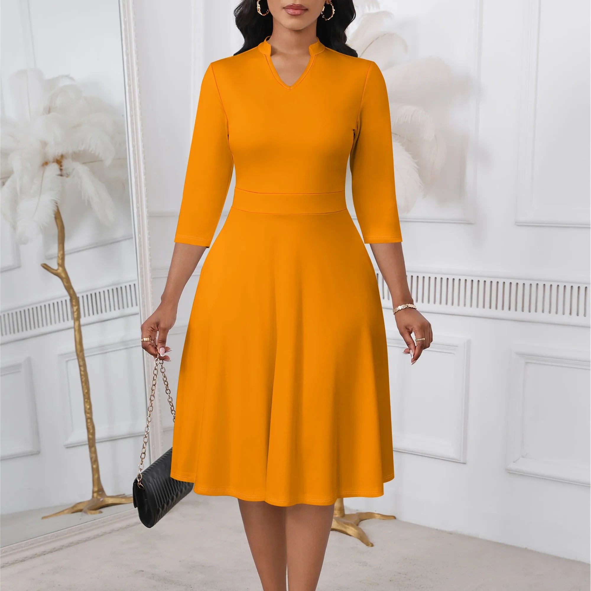 Women's Abstract Off Shoulder Maxi Dress 3/4 Sleeve Blue Gold Slit Party Evening