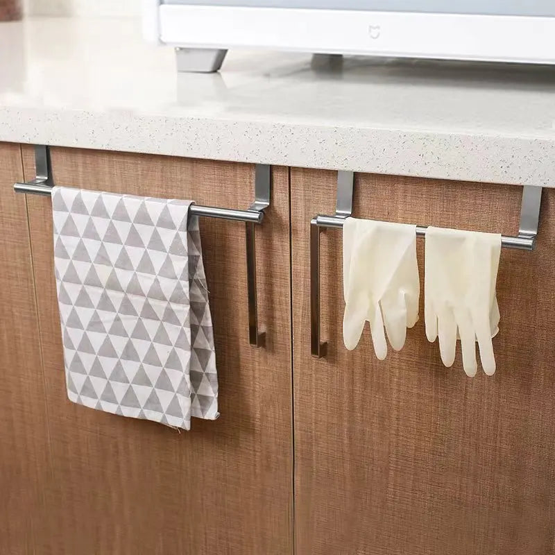 Stainless Steel Towel Rack Kitchen Cabinet Door Hanger Rag Holder Bathroom Bath Towel Storage Shelf Home Organizer