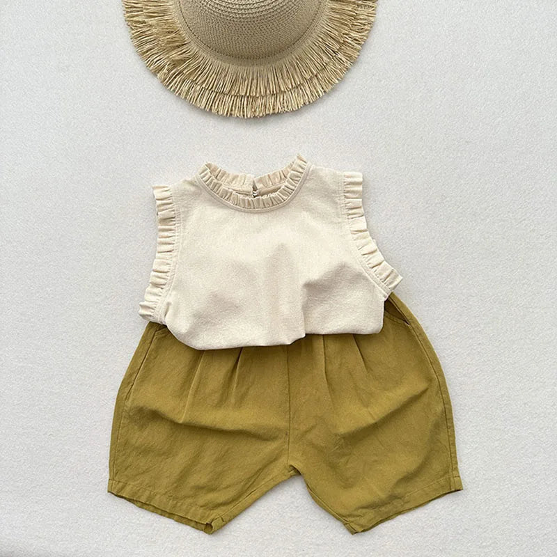 Summer Kids Vest Girls Boys Sweet Floral Sleeveless Tops Children Outwear Clothes 1-6T Unisex