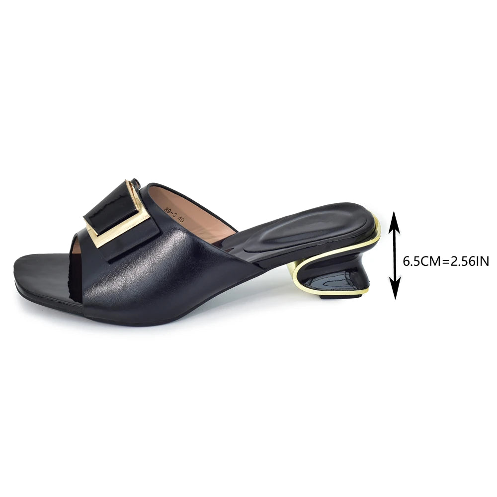 Leather Sandals Women Shoe Low Heel Sandals Fashion Casual Shoes Hot Selling Italian Style Slingbacks African Woman Slippers