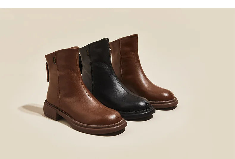 Women's Genuine Leather Female mother Ankle Boots Shoes Split Zipper Winter Fur Plush Warm Autumn Zapateos Mujer Platform