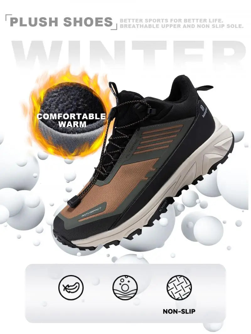 Men's Warm Hiking Shoes For Lightweight Walking - Suitable For Outdoor With Waterproof & Non-Slip Feature