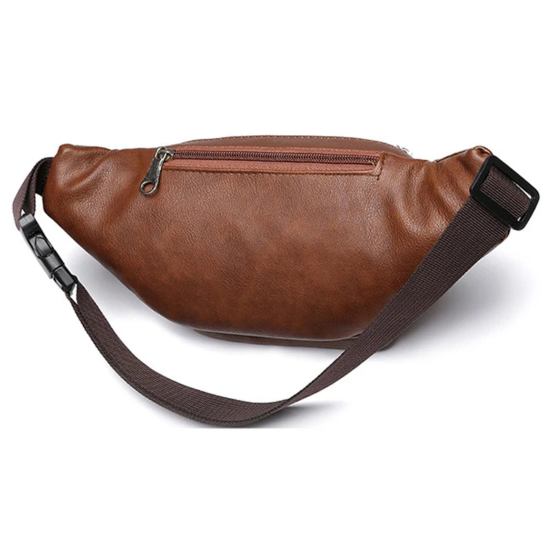Men’s PU Leather Waist Bag – Luxury Fashion Fanny Pack & Crossbody Belt Bag for Travel & Everyday Use