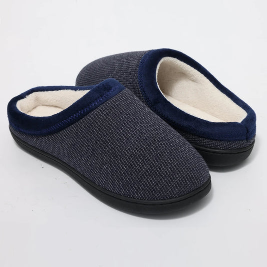 Men's Winter Warm Cotton Shoes Soft Memory Foam Casual Indoor Flat Slides Short Plush Male Fluffy Home Slippers