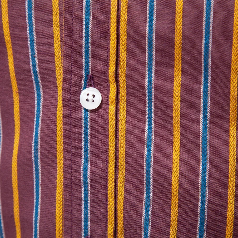 2023 Nieuwe herfst 100% katoenen gestreept overhemd voor heren Lange mouwen Omslagkraag Sociale herenoverhemden Klassieke zakelijke herenkleding