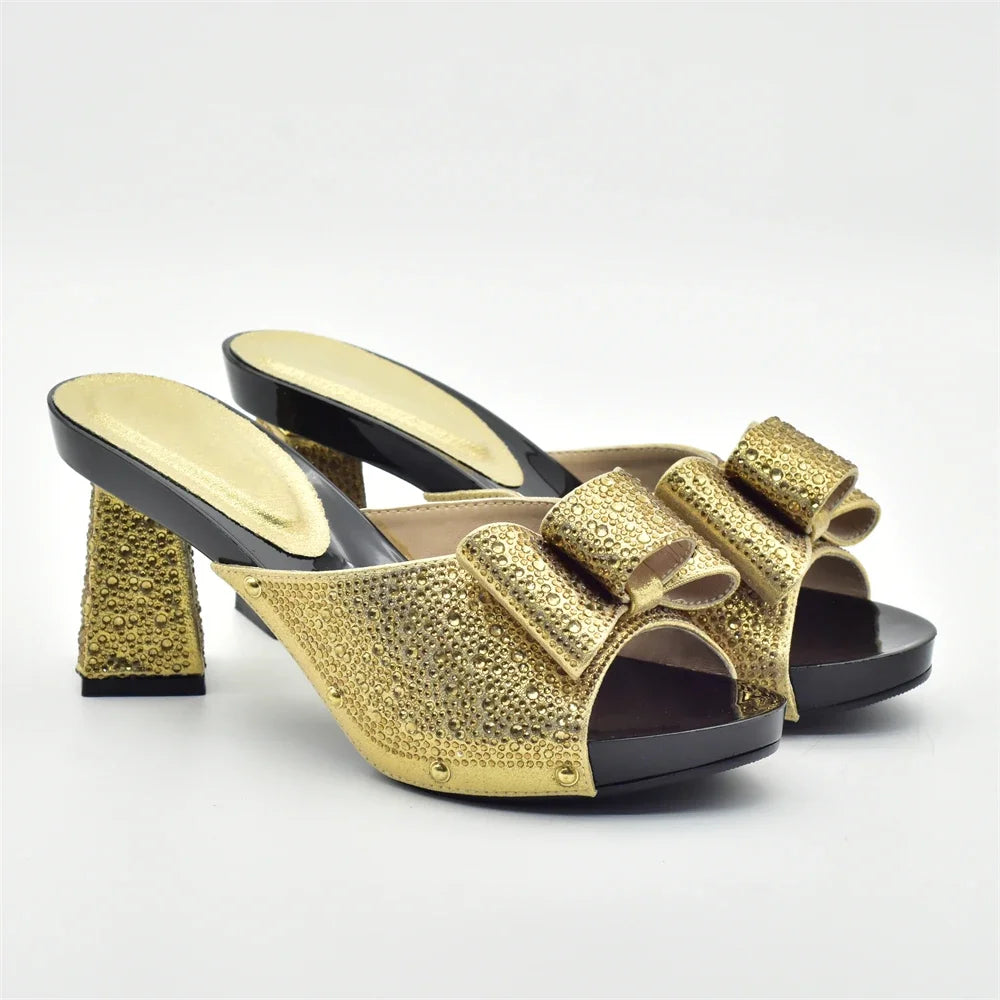 Italian Shoes with Matching Bag for Wedding Shoe and Bag Set for Nigeria Party Italy African Women Party Pumps with Rhinestone