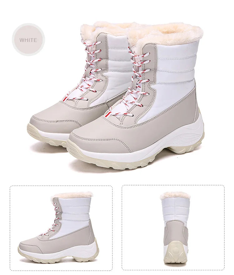 Women's Boots Snow Solid Shoes Woman Platform Women Shoes 2025 Trend Mid Women's High Boots Plush Women Boots Botas Mujer