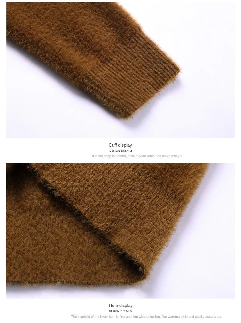 Men's Top Grade Mink Fashion Brand, Designer Pullover Knitted Turtleneck Sweater, and Autumn Casual Male Clothing
