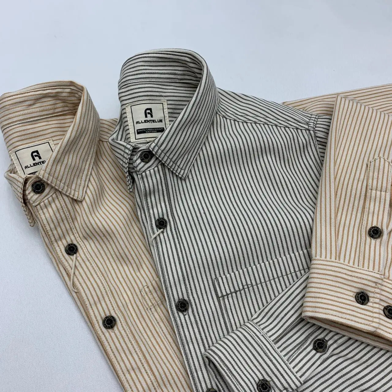 2025 Lente Nieuwe Japanse Retro Lange Mouw Revers Gestreepte Cargo Shirt Heren Amekaji 100% Katoen Gewassen Losse Dubbele Zakken Tops