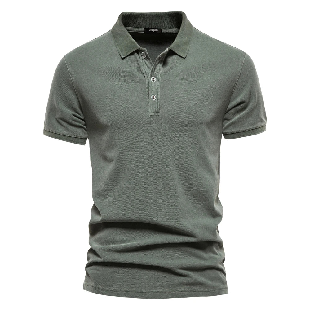 Men's 100% Cotton Solid Colour Polo Shirts Casual Short Sleeve Turndown Fashion Streetwear Shirts For Men