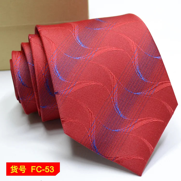 Men's Solid Color Stripe Floral Jacquard Necktie 7-8cm Width Fashionable Daily Wear Cravat for Wedding Party Gift