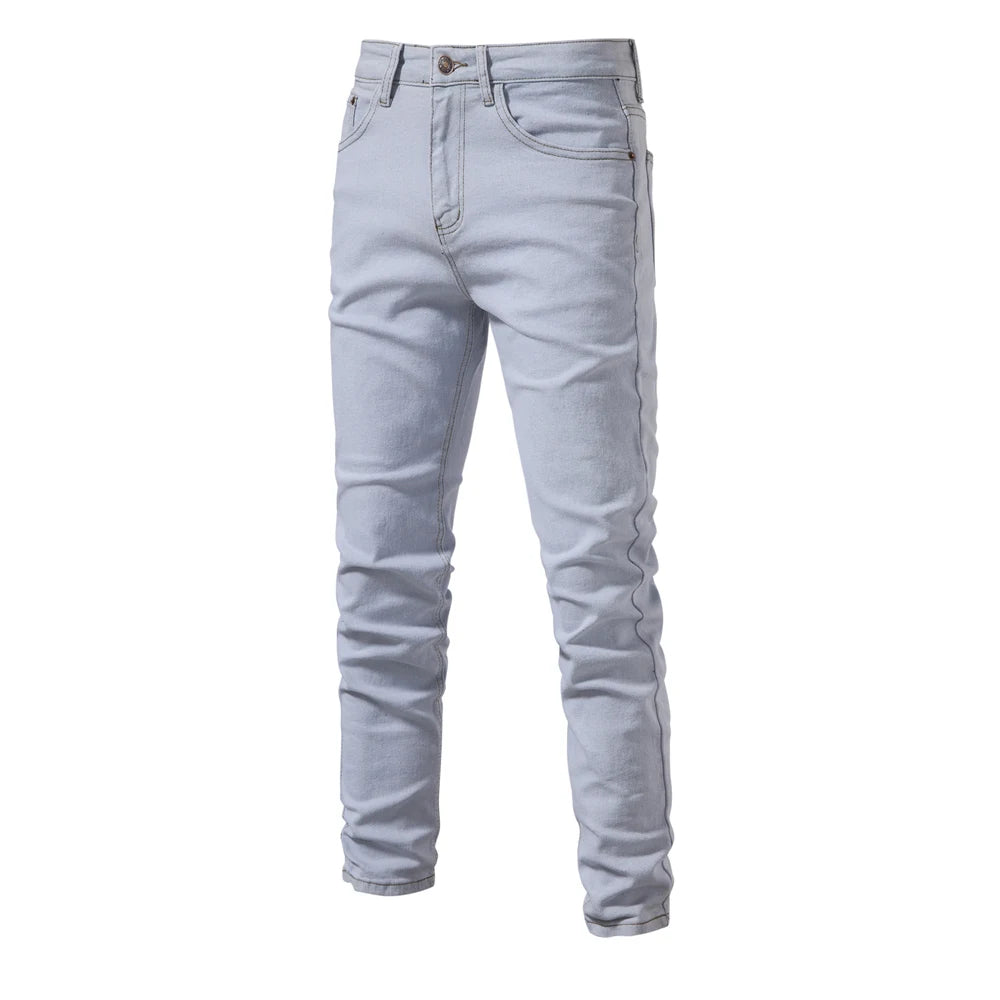 Men's Autumn Denim Jeans Pants Slim Fit Straight Quality Cotton Jeans Business Casual Denim Pants For Men