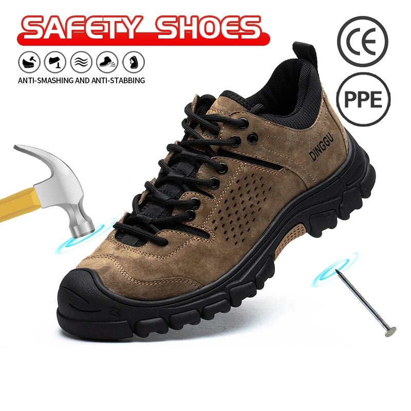 EOCENE Men’s Steel Toe Safety Work Shoes – Lightweight Anti-Smash & Puncture-Resistant Industrial Sneakers