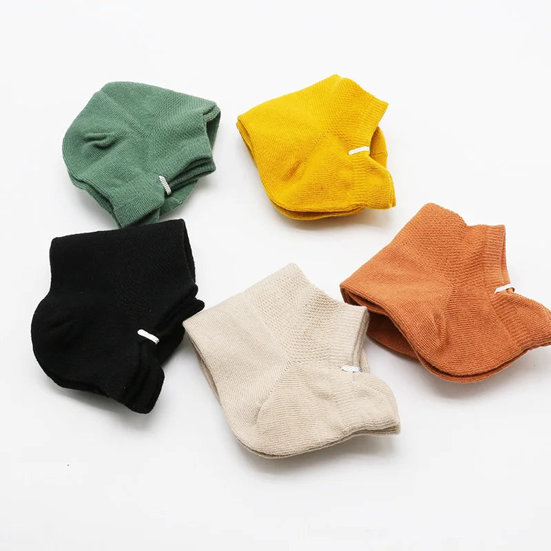 5 Pairs Summer Men's Cotton Short Mesh Harajuku Comfortable Solid Colour Casual Ankle Socks Male Net Sneaker Socks