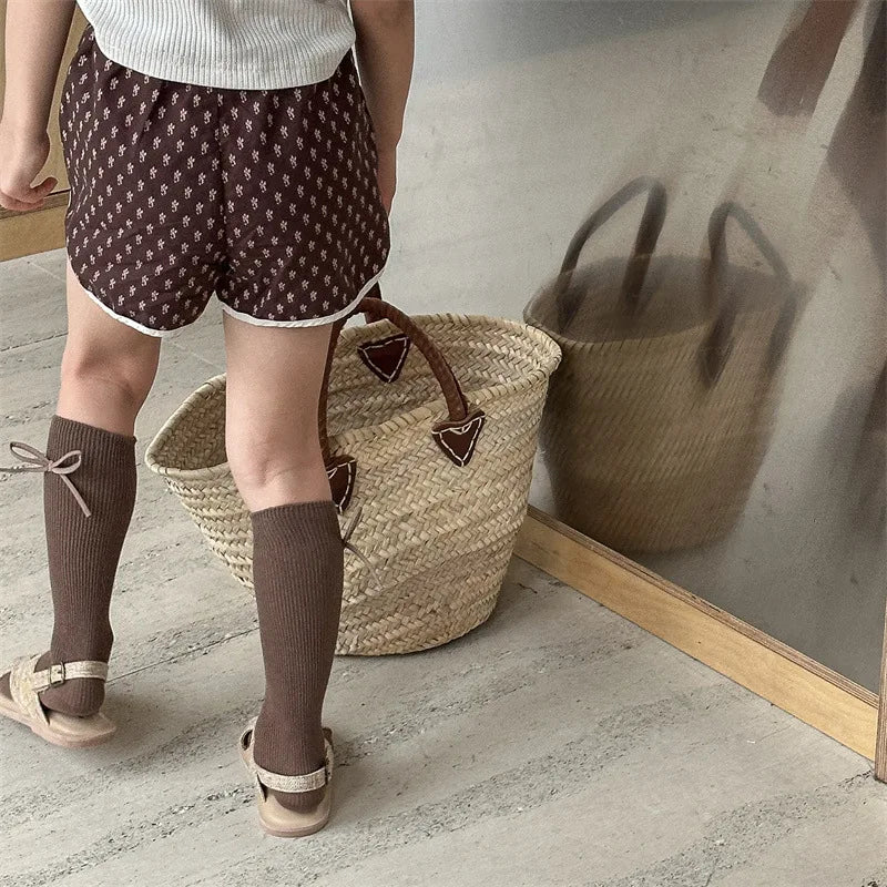 2025 Zomer Nieuwe Baby Meisjes Schattige Bloemen Shorts Kinderen Losse Katoenen Shorts Veelzijdige Kinderprint Casual Shorts Peuterkleding 4-6Y Unisex