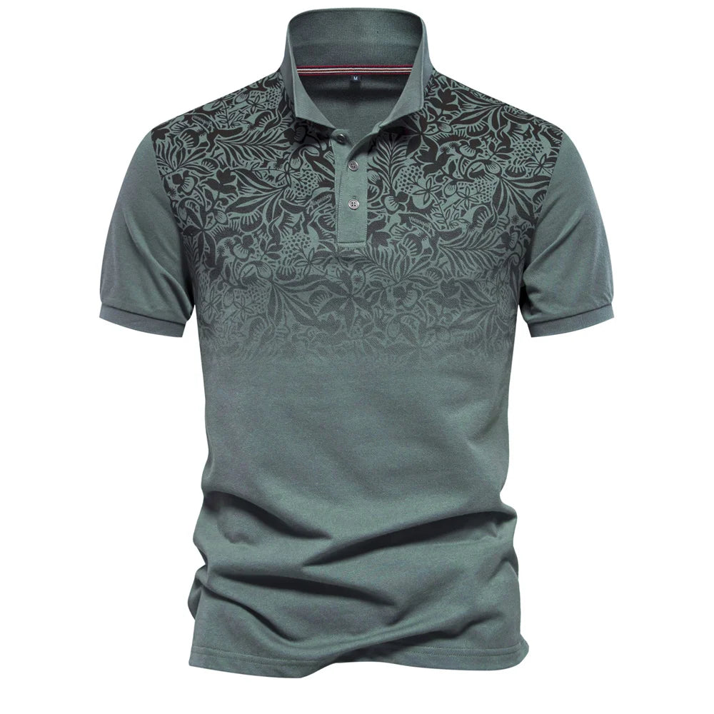 Men's Gradient Printed Cotton-Blend Short Sleeve Summer Polo Shirts