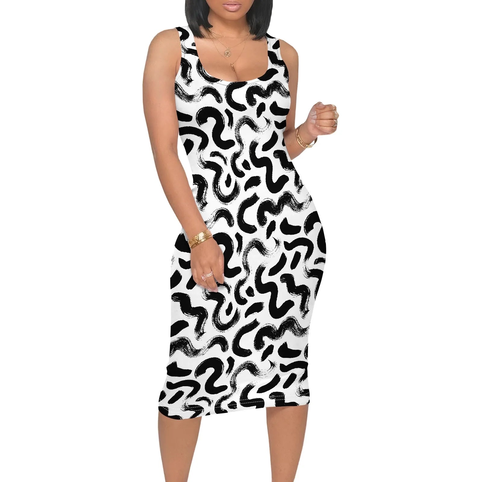 Women's Tank Top Bodycon Dress Sleeveless Pencil Midi Dress Party Club Dresses