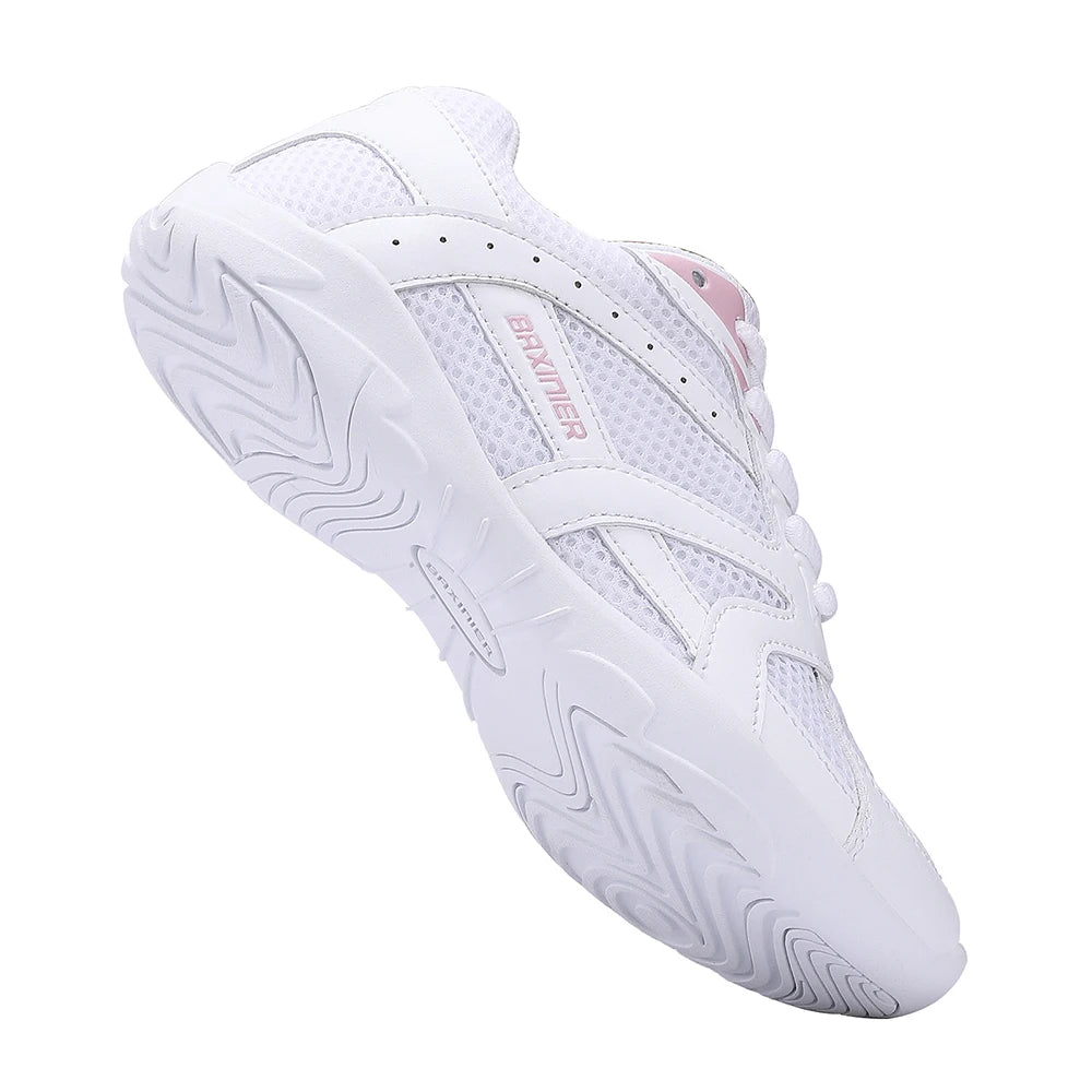 Girls White Cheerleading Shoes Mesh Breathable Training Dance Tennis Shoes Lightweight Youth Cheer Competition Sneakers