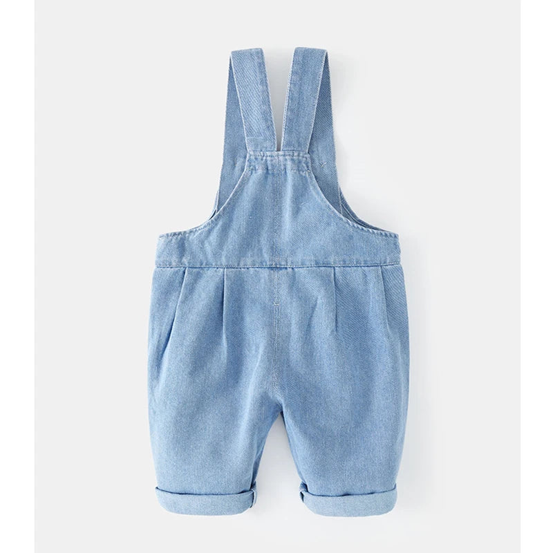 New Summer Kids Denim Overalls Girls Boys Cute Casual Loose Fit Jeans Children Outwear Pants 1-4T Unisex
