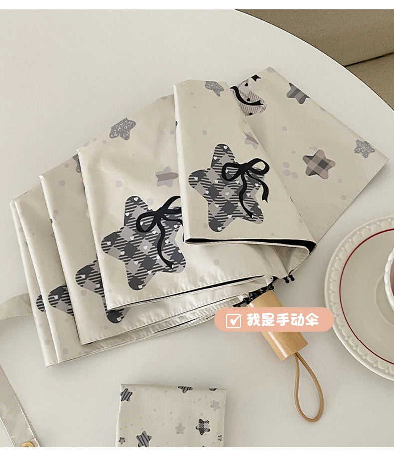 Automatic Fold Umbrella | All-Weather UV Sunshade | Ins Style Black Glue Design